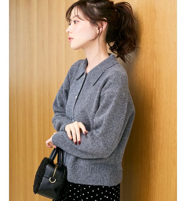  「襟ツキビジューボタンカーディガン」|カーディガン|