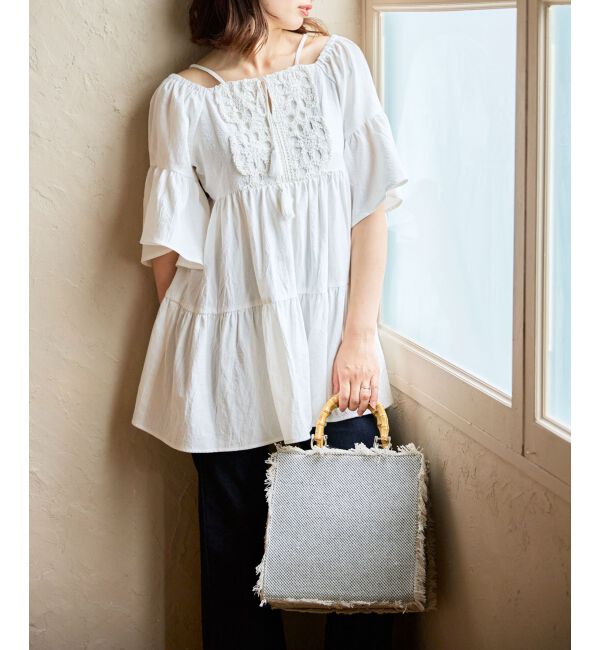 MAJESTICLEGON「バンブーハンドルフリンジバッグ」|ハンドバッグ|