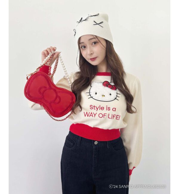 MAJESTICLEGON「ハローキティ プチリボンニットCAP」|キャップ・キャスケット|