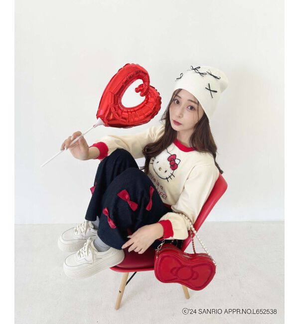 MAJESTICLEGON「ハローキティ プチリボンニットCAP」|キャップ・キャスケット|