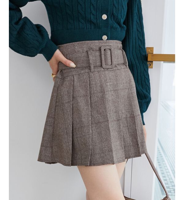 MAJESTICLEGON「ベルトセットプリーツミニスカパン」|スカート|