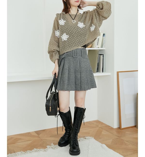 MAJESTICLEGON「ベルトセットプリーツミニスカパン」|スカート|