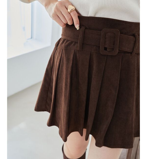 MAJESTICLEGON「ベルトセットプリーツミニスカパン」|スカート|