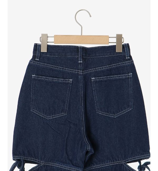 MAJESTICLEGON「サイドスリットビジューデニムパンツ」|デニム|