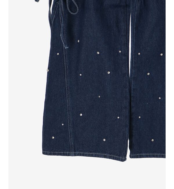MAJESTICLEGON「サイドスリットビジューデニムパンツ」|デニム|