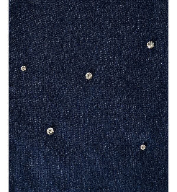 MAJESTICLEGON「サイドスリットビジューデニムパンツ」|デニム|