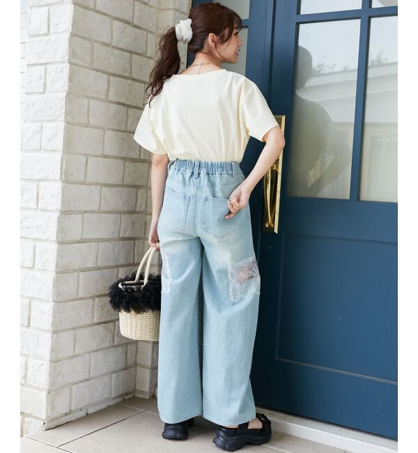  「パール付きクロップドロゴTシャツ」|Tシャツ・カットソー|