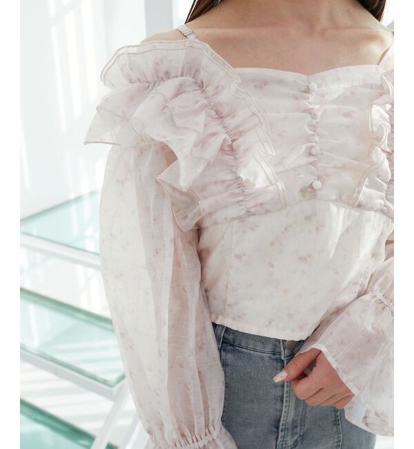  「オープンショルダーフリルブラウス」|シャツ・ブラウス|