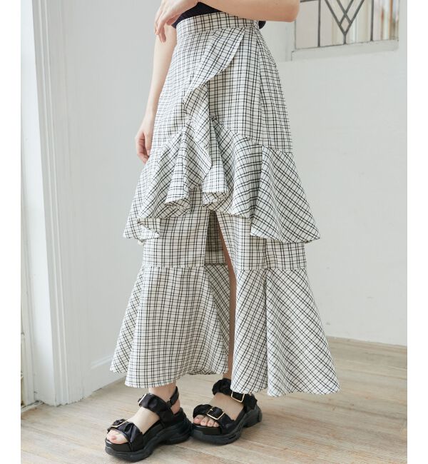  「フリルデザインスリットスカート」|スカート|