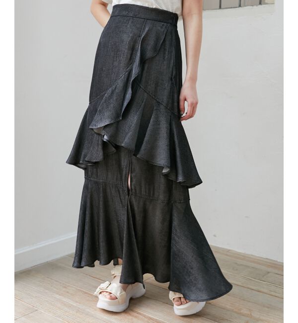  「フリルデザインスリットスカート」|スカート|