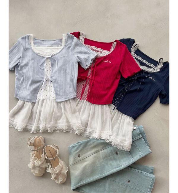  「ペプラムキャミセットカットカーデ」|カーディガン|