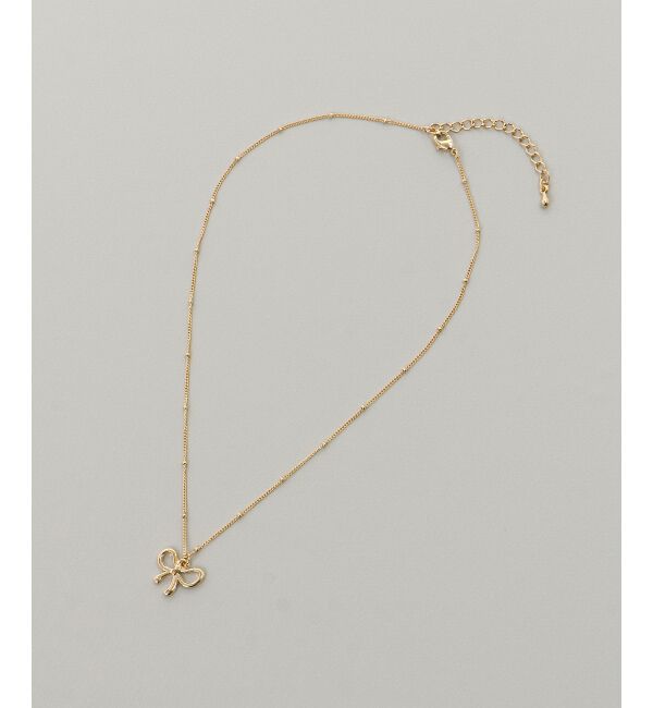  「パール&times;リボンモチーフ2連ネックレス」|ネックレス|