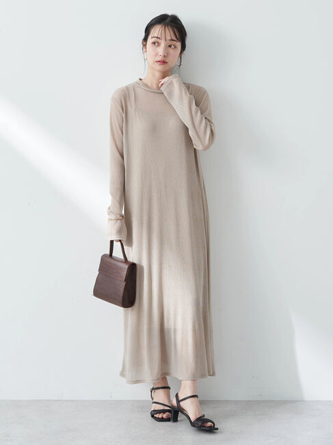 earth music&ecology「SET2点シアーワンピース+ペチワンピース」|ワンピース|Brown