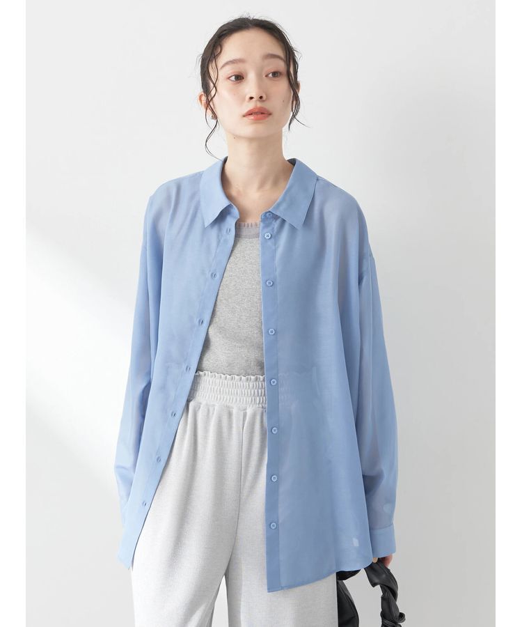 earth music&ecology「バックレースアップシャツ」|シャツ・ブラウス|Blue