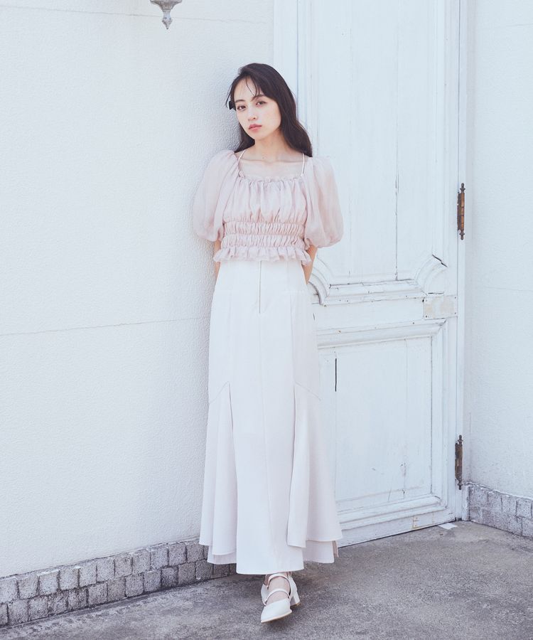 earth music&ecology「サイドリブ切替バックレースアップスカート」|スカート|