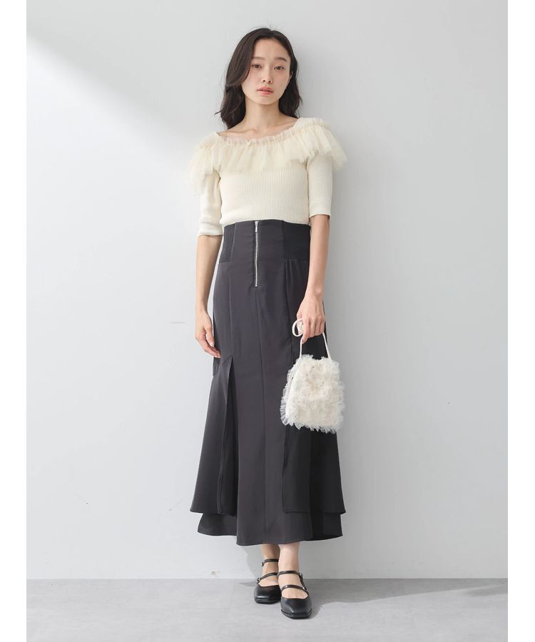 earth music&ecology「サイドリブ切替バックレースアップスカート」|スカート|