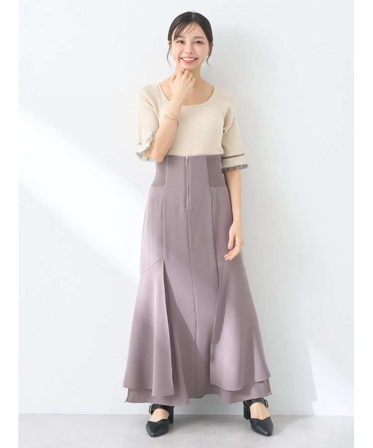 earth music&ecology「サイドリブ切替バックレースアップスカート」|スカート|