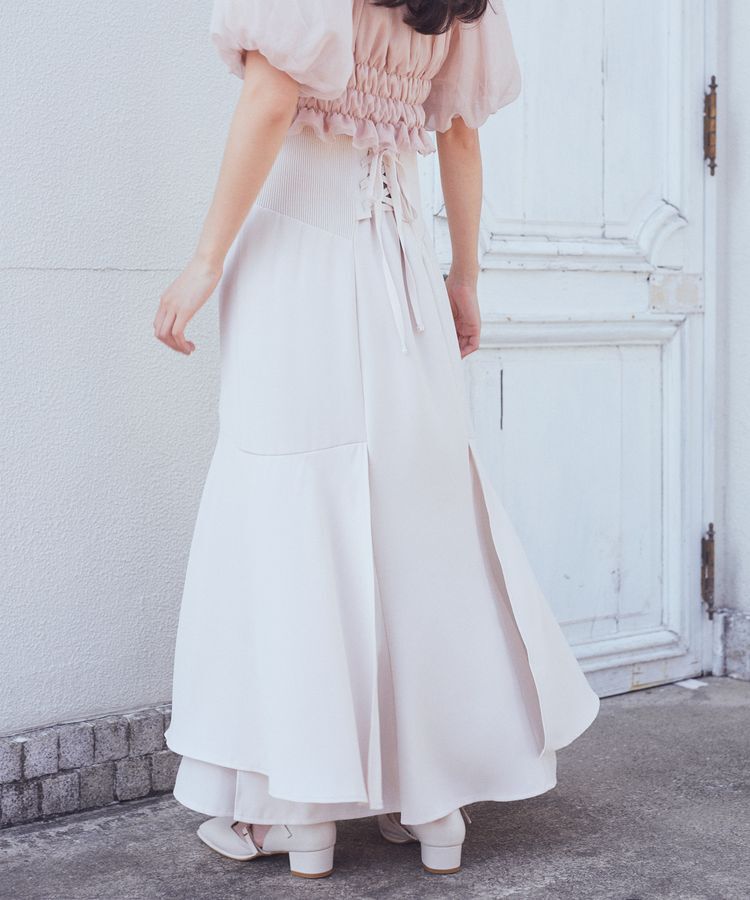 earth music&ecology「サイドリブ切替バックレースアップスカート」|スカート|