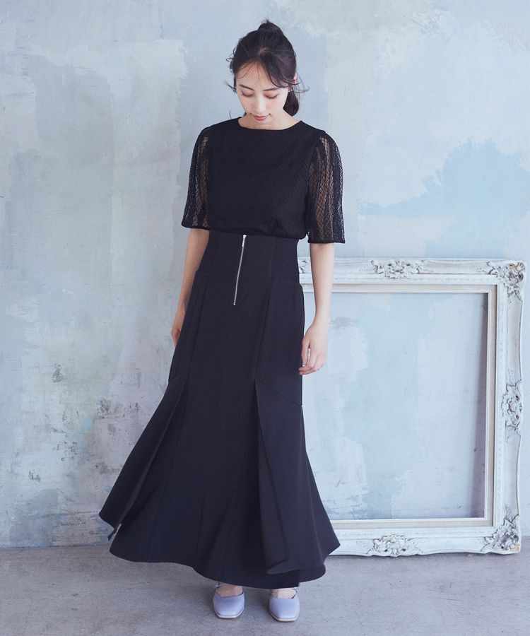 earth music&ecology「サイドリブ切替バックレースアップスカート」|スカート|