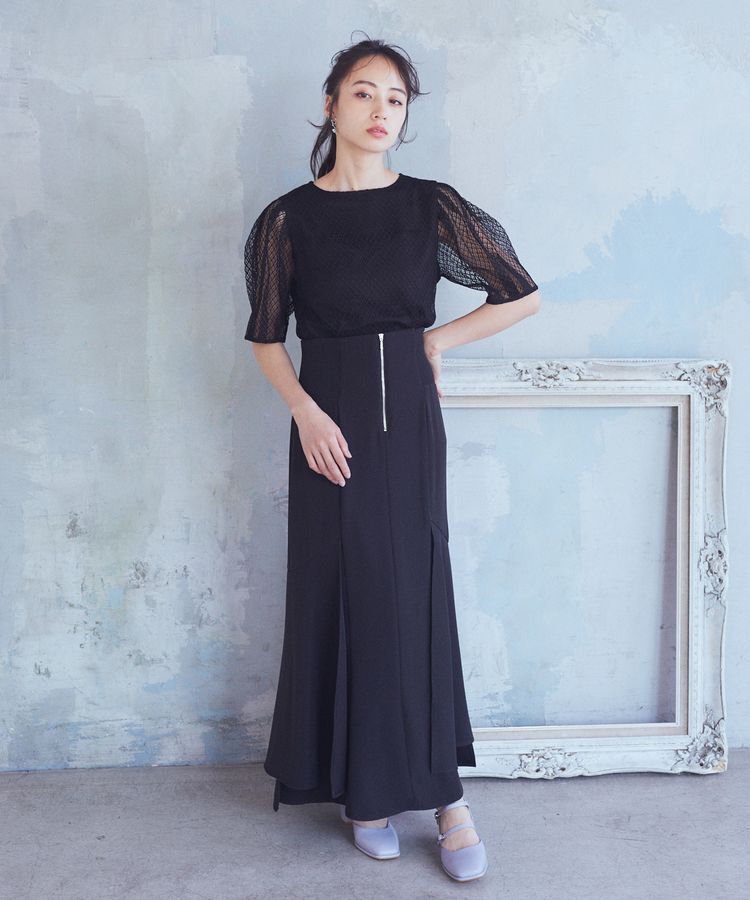 earth music&ecology「サイドリブ切替バックレースアップスカート」|スカート|