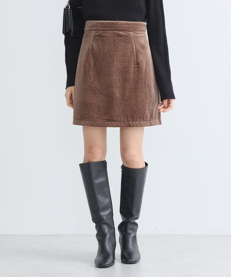 earth music&ecology「ベロアドットミニスカート」|タイト|