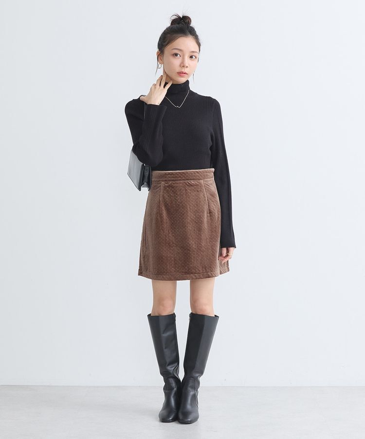 earth music&ecology「ベロアドットミニスカート」|タイト|