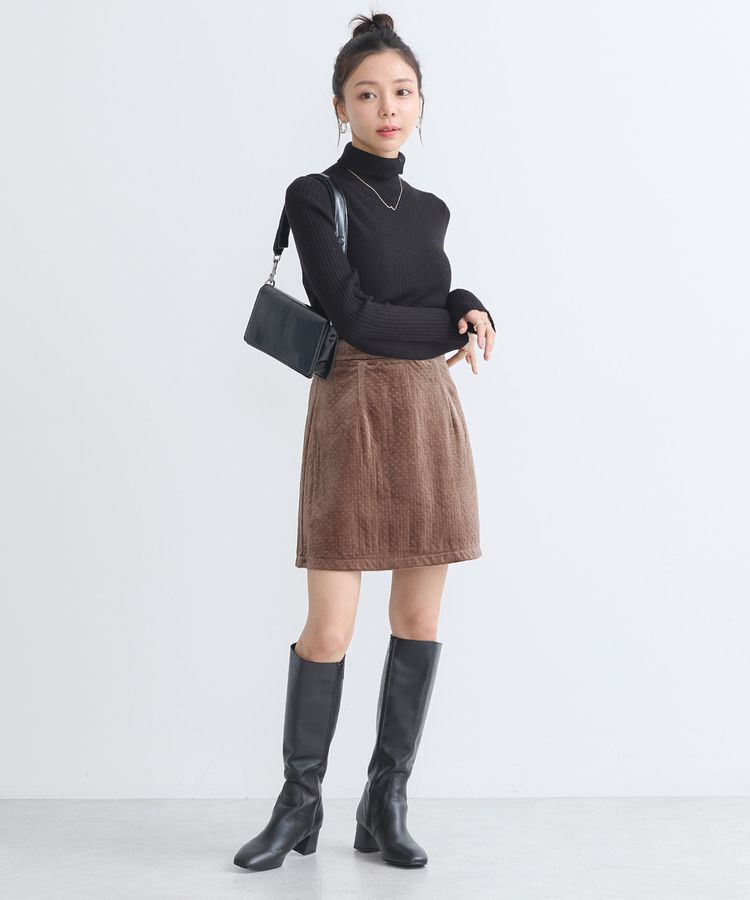 earth music&ecology「ベロアドットミニスカート」|タイト|