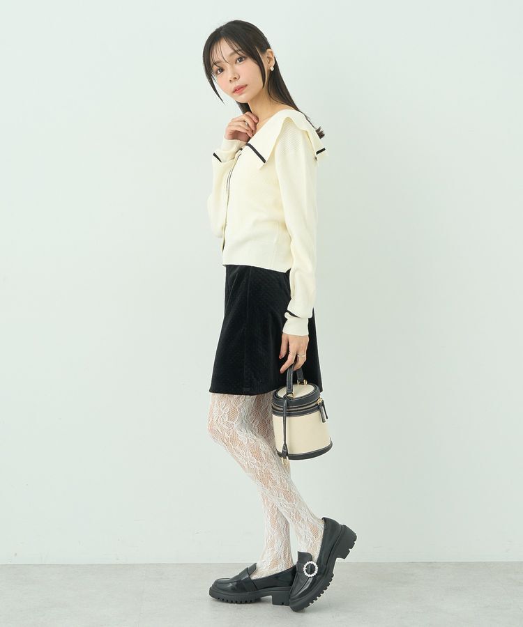 earth music&ecology「ベロアドットミニスカート」|タイト|