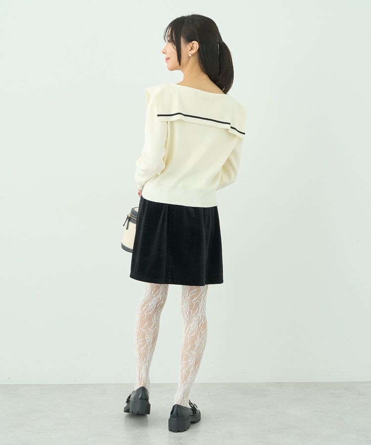 earth music&ecology「ベロアドットミニスカート」|タイト|