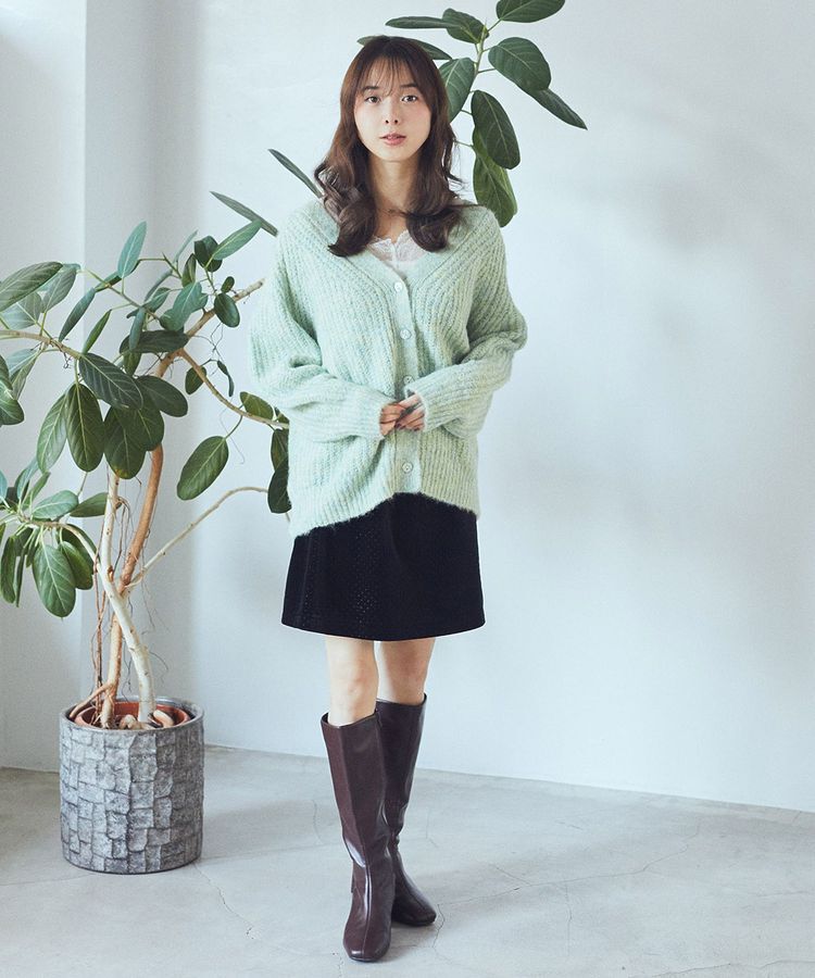 earth music&ecology「ベロアドットミニスカート」|タイト|