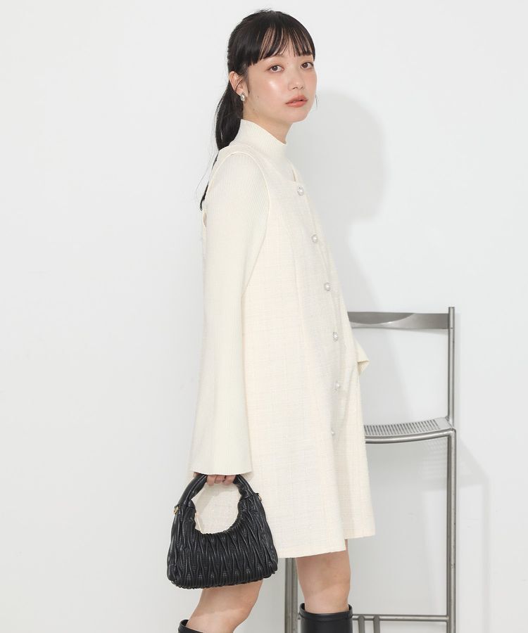 earth music&ecology「ツイードミニワンピース」|ジャンパースカート|