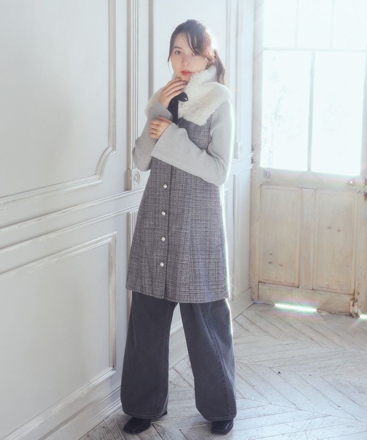 earth music&ecology「ツイードミニワンピース」|ジャンパースカート|