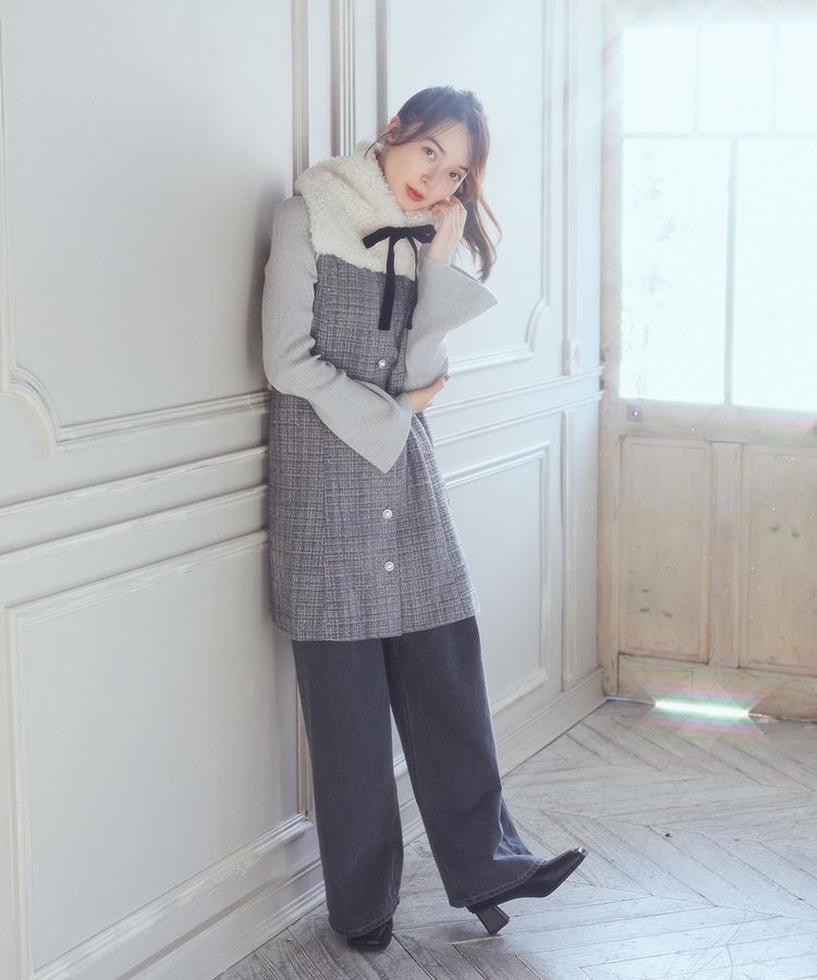 earth music&ecology「ツイードミニワンピース」|ジャンパースカート|