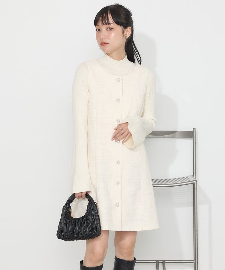 earth music&ecology「ツイードミニワンピース」|ジャンパースカート|