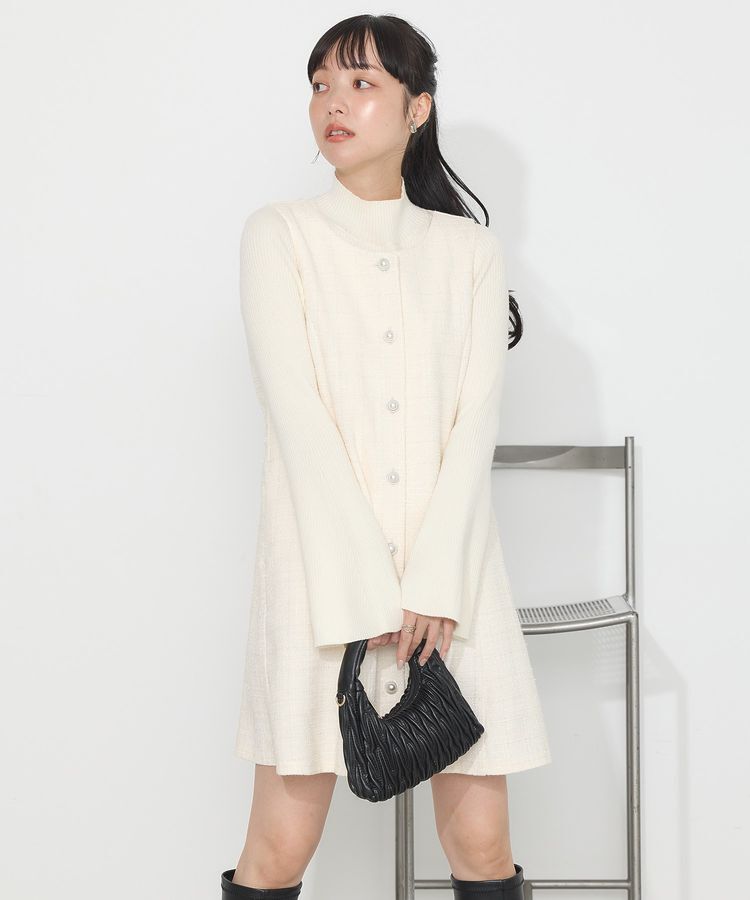 earth music&ecology「ツイードミニワンピース」|ジャンパースカート|