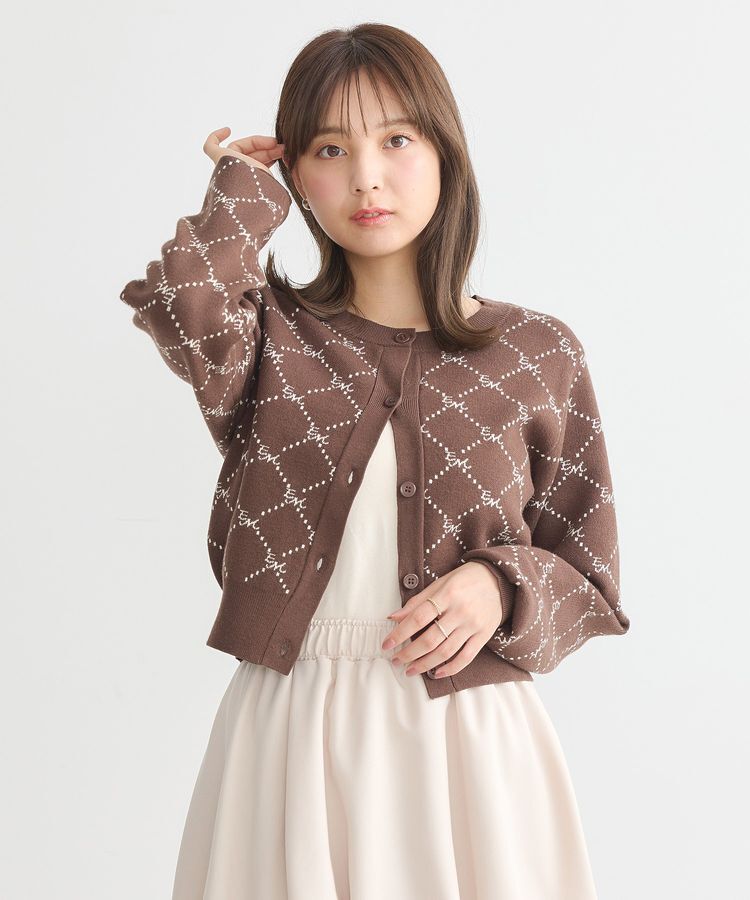 earth music&ecology「モノグラムコンパクトニットカーディガン」|カーディガン|