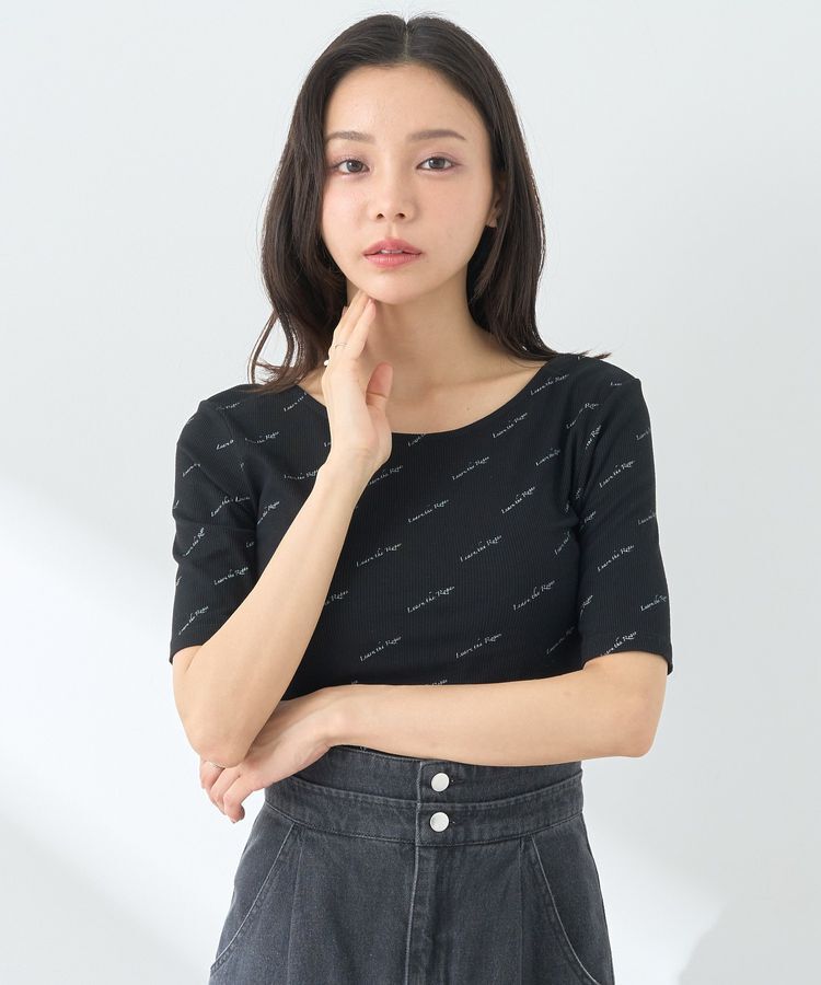 earth music&ecology「メッセージロゴコンパクトプルオーバー」|Tシャツ・カットソー|Black