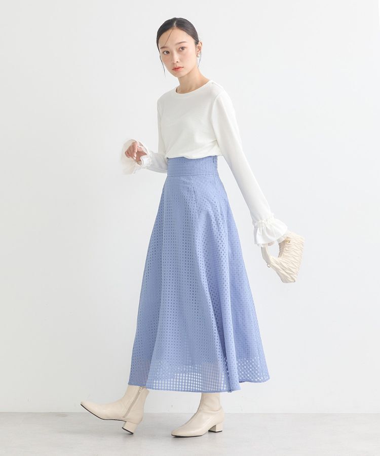 earth music&ecology「シアーチェックスカート」|フレア|