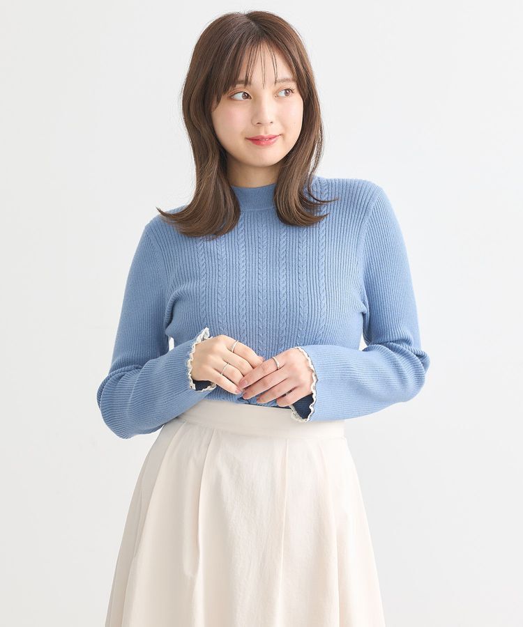 earth music&ecology「ナローケーブルプルオーバー」|ニット・セーター|Blue