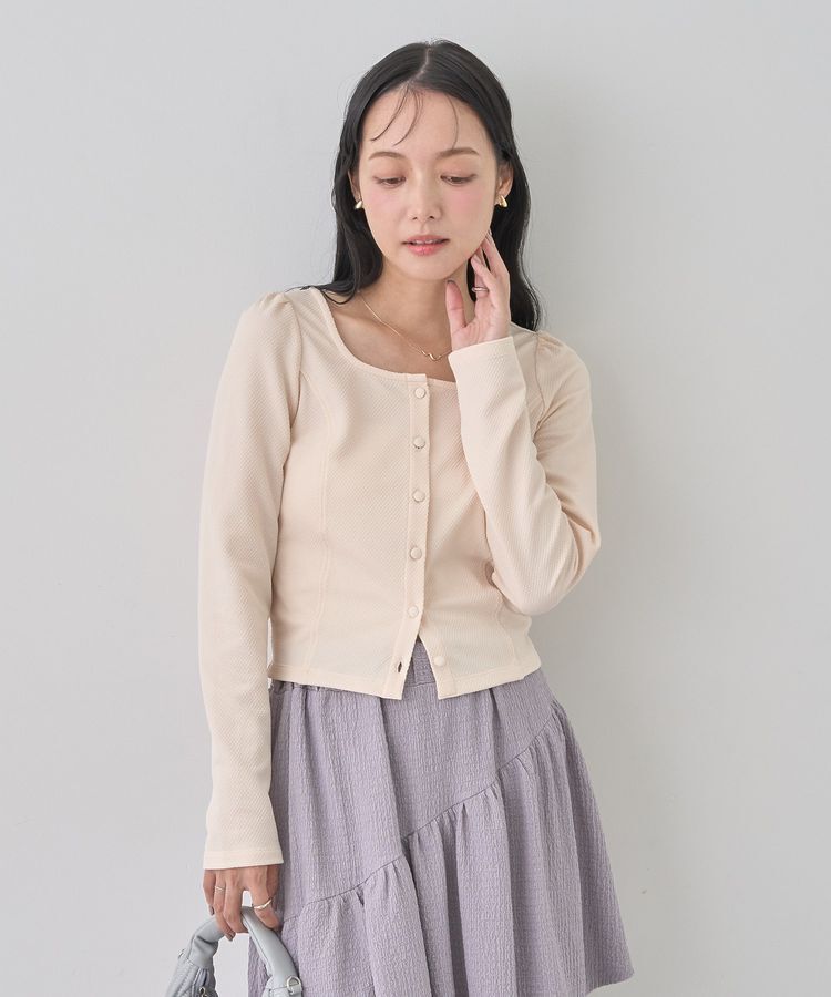 earth music&ecology「パネルライン前開きコンパクトカーディガン」|カーディガン|