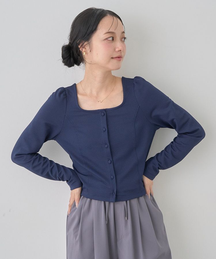 earth music&ecology「パネルライン前開きコンパクトカーディガン」|カーディガン|Dark Navy