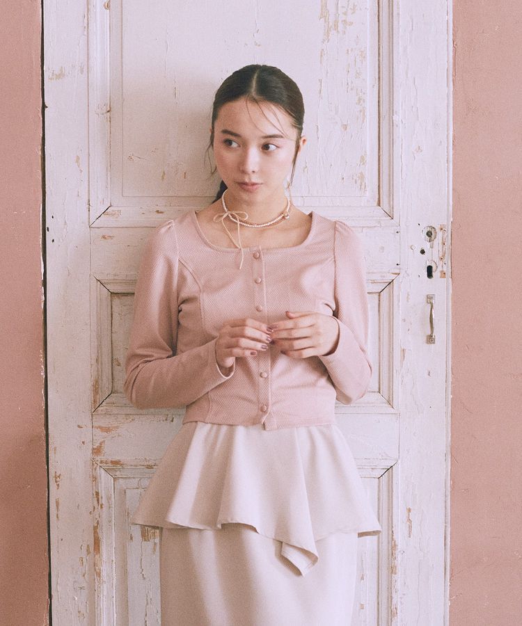 earth music&ecology「パネルライン前開きコンパクトカーディガン」|カーディガン|Pink Beige