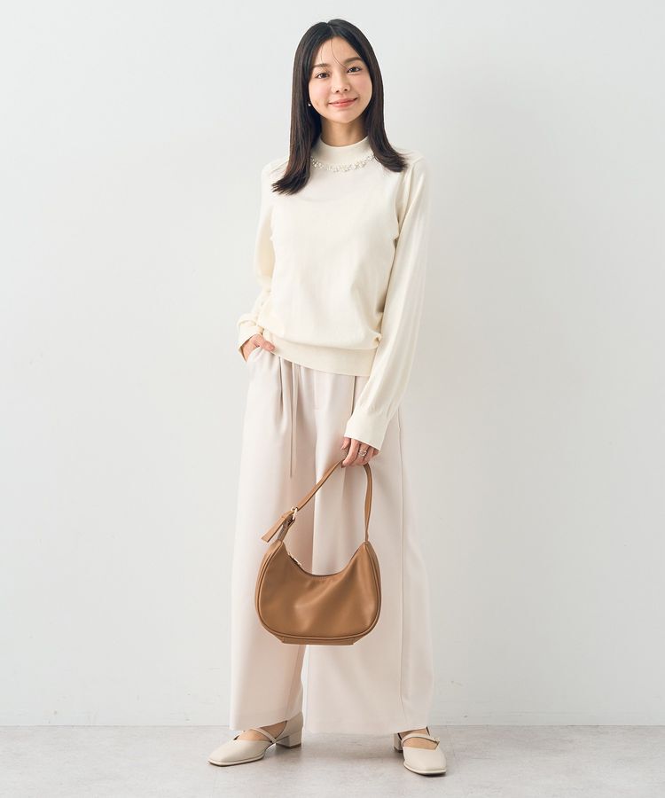 earth music&ecology「パール&ビジューハイネックプルオーバー」|ニット・セーター|