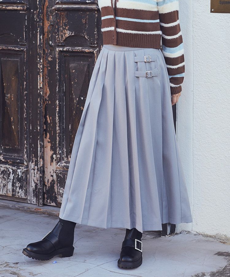 earth music&ecology「サイドバックルプリーツスカート」|スカート|