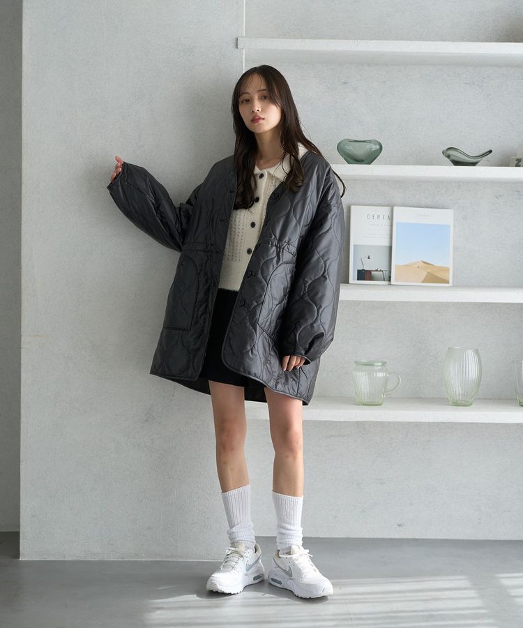 earth music&ecology「キルティングハーフコート」|ブルゾン・スタジャン|