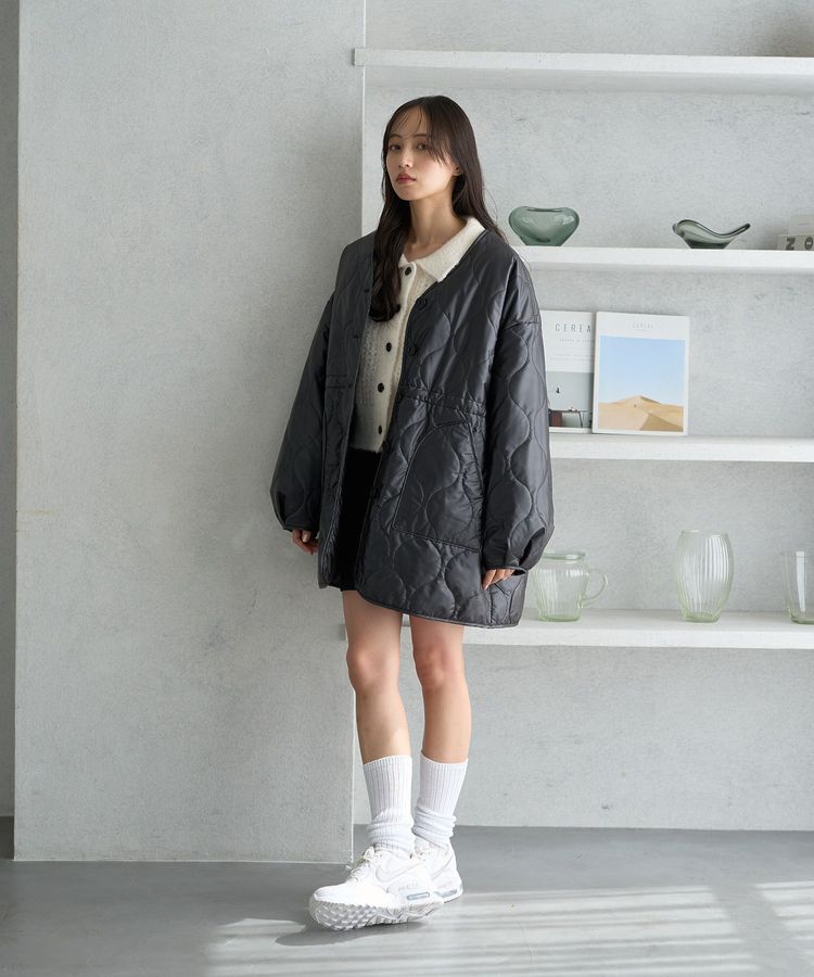 earth music&ecology「キルティングハーフコート」|ブルゾン・スタジャン|