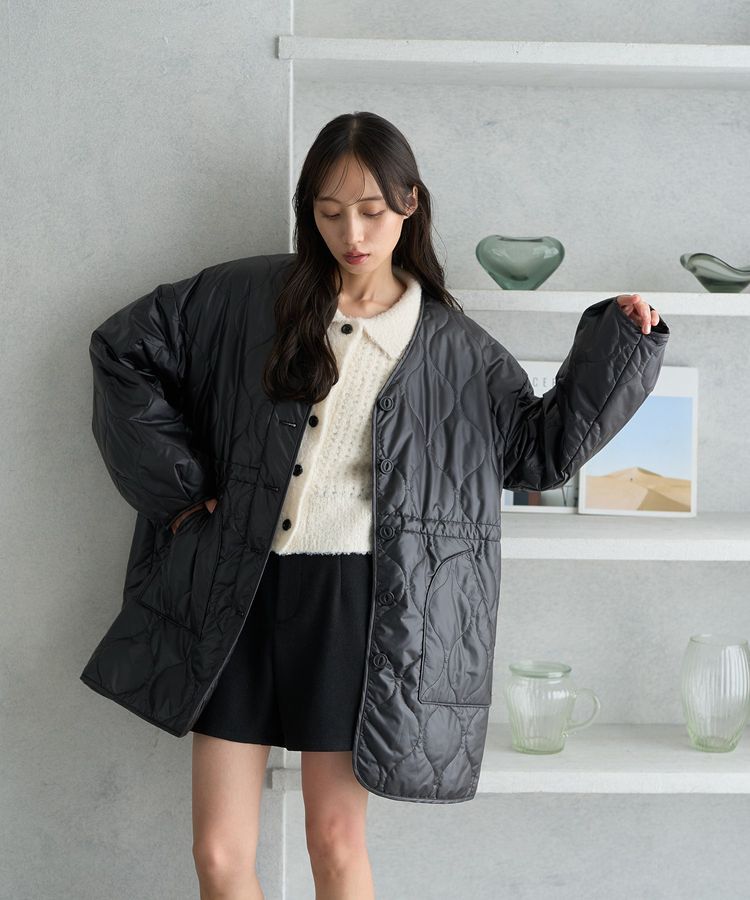 earth music&ecology「キルティングハーフコート」|ブルゾン・スタジャン|