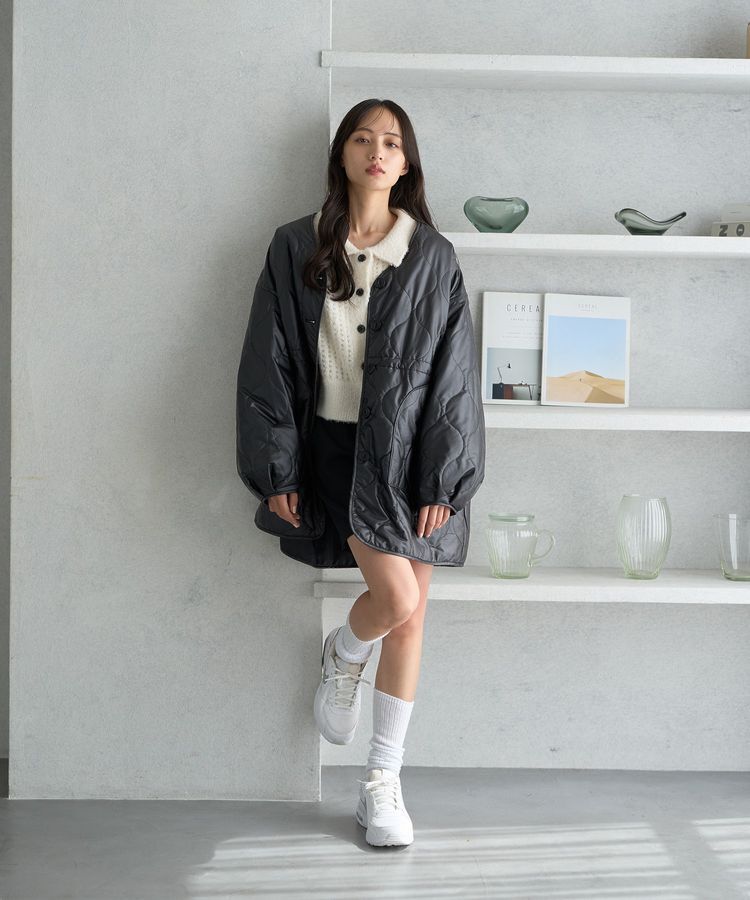 earth music&ecology「キルティングハーフコート」|ブルゾン・スタジャン|