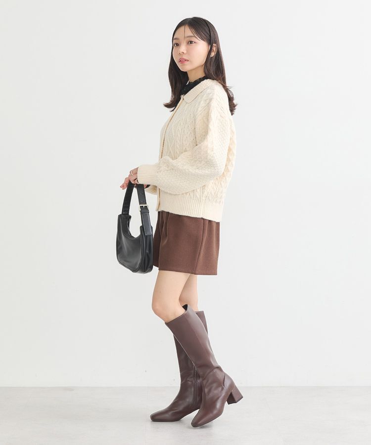 earth music&ecology「衿付きケーブルニットカーディガン」|カーディガン|