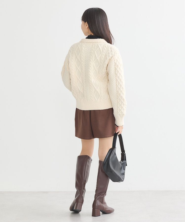 earth music&ecology「衿付きケーブルニットカーディガン」|カーディガン|